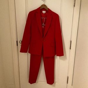 Milly suit red; size 10 jacket; size 8 pants